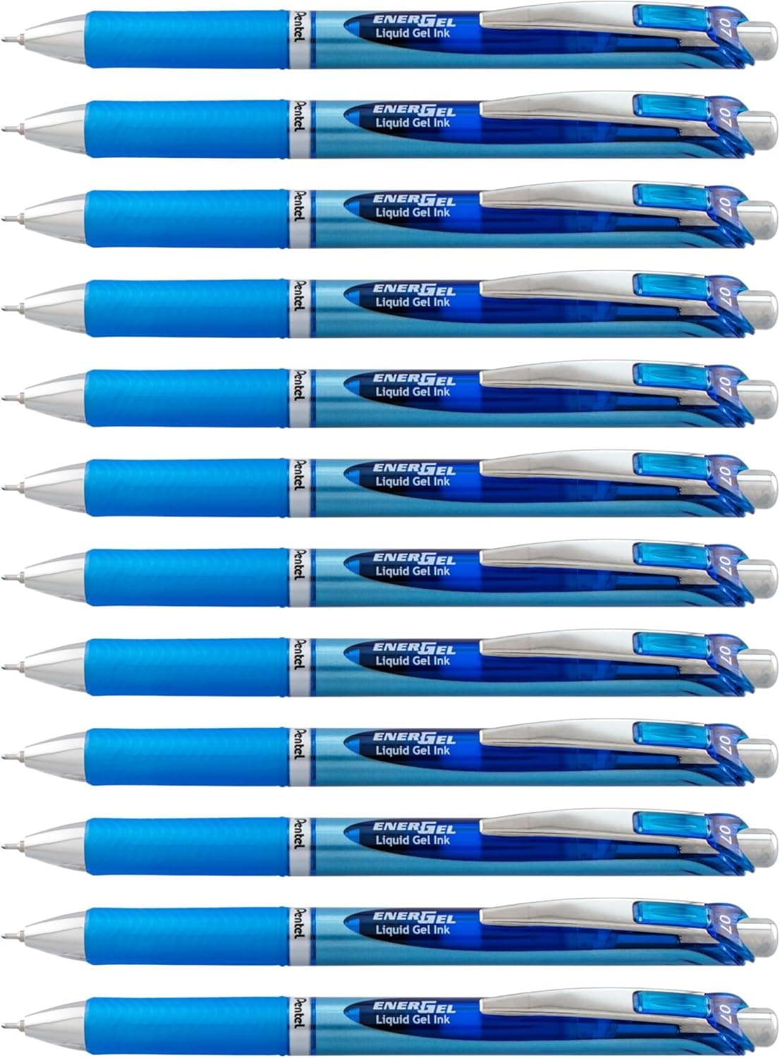 Pentel EnerGel Deluxe RTX Retractable Liquid Gel Pen, Medium Line, Needle Tip, Blue Ink, Box of 12 (BLN77-C), 0.7mm needle