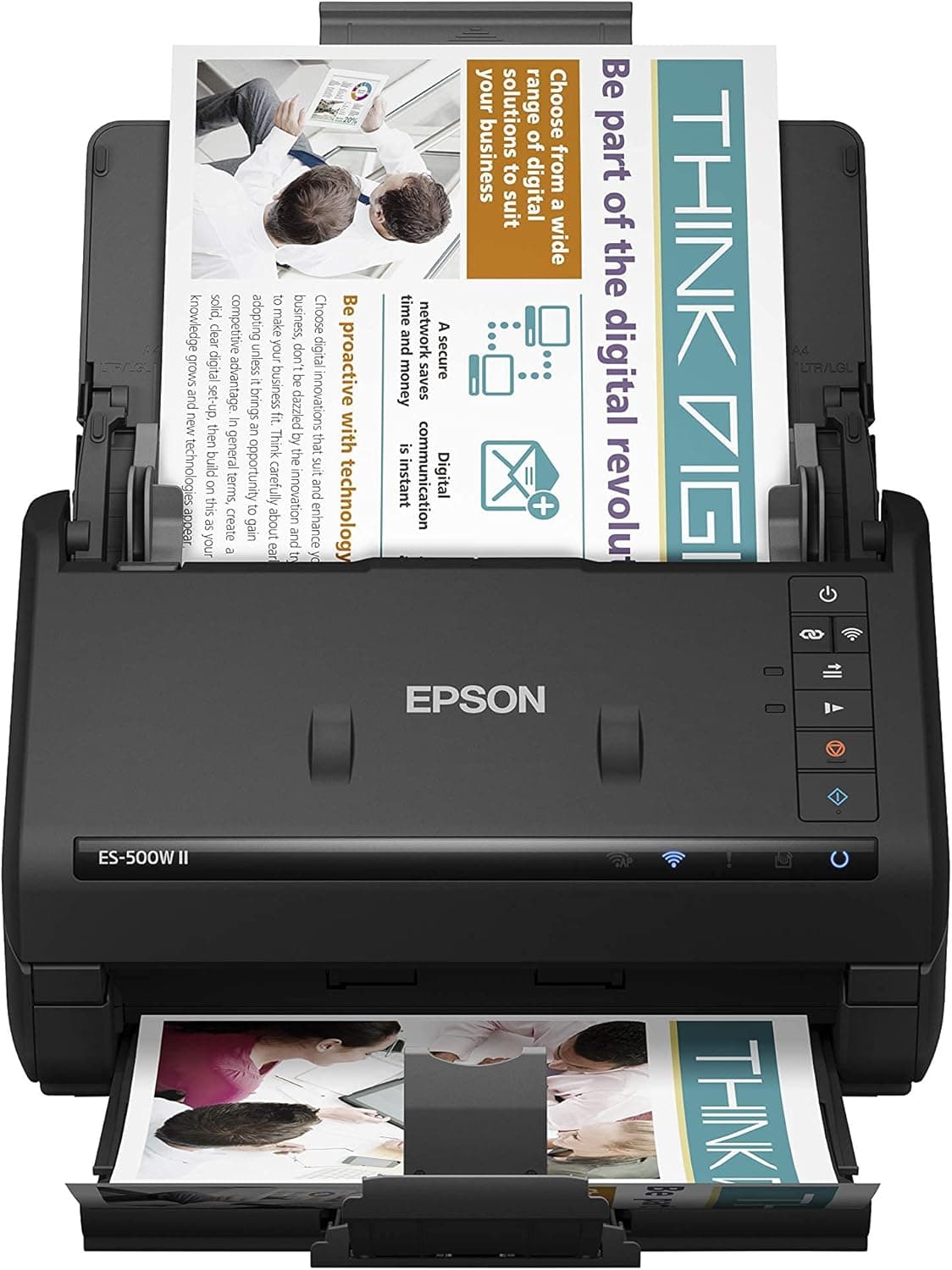 Epson Workforce ES-500W II Wireless Color Duplex Desktop Document Scanner for PCand Mac with Auto Feeder (ADF), Scan from Smartphone or Tablet