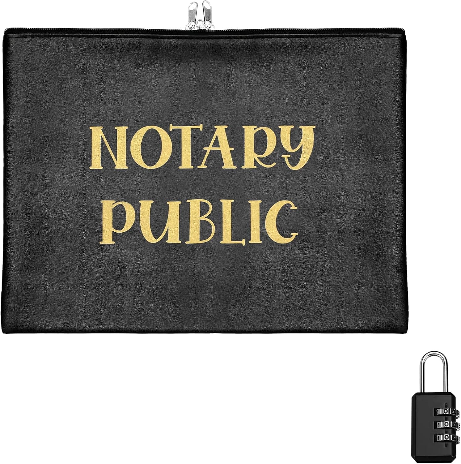 Spakon 1 Pcs Notary Bag with Lock, 13 x 10.6 Inches Heavy Duty Notary Supply Bag for All Journal, Stamp, Document, Embosser, Ink Pad and Valuables Storage, Black
