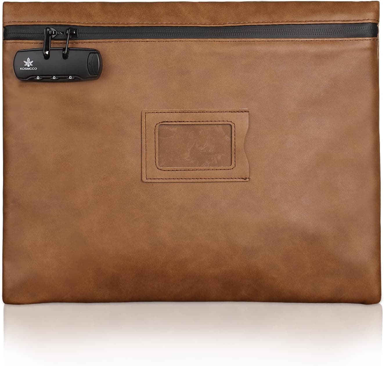 KOSMCCO Notary Bag with Lock, 13.6 x 10 Inches Heavy Duty Notary Supply Bag for All Journal, Stamp, Embosser, Ink Pad and Valuables Storage Pouch (Brown, L)