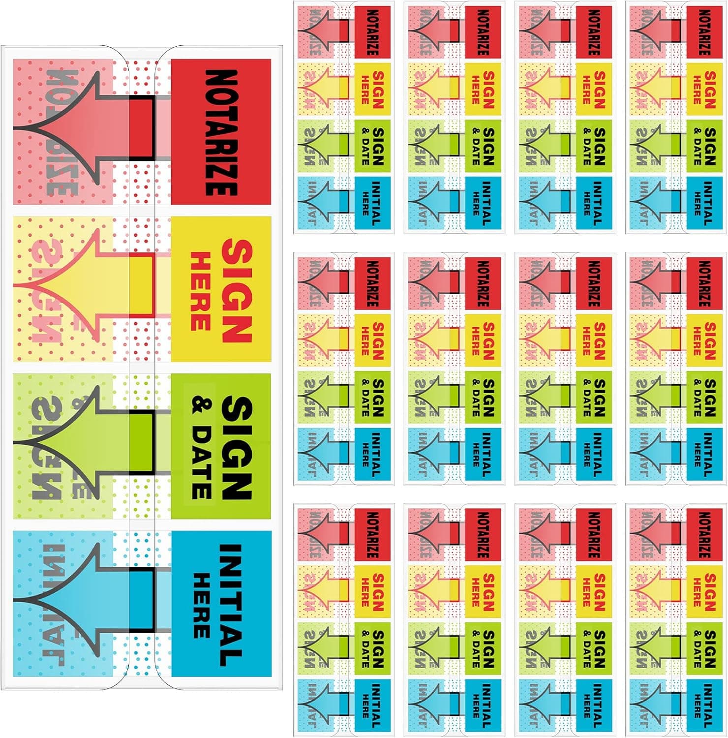 1600 Pcs Perkoop Sign Here Notarize Initial Here Sign and Date Tabs Stickers Flags for Office School Students Notebook Annotating Books Notary Books