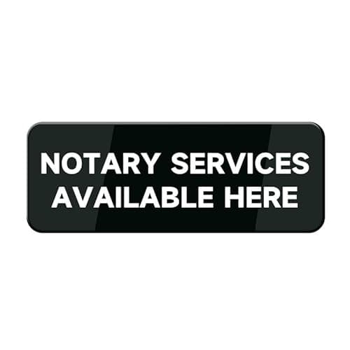 Notary Services Available Here Sign 10"X3" Black White Acrylic - Self Stick Door Sign Wall Decal For Offices Businesses House Home