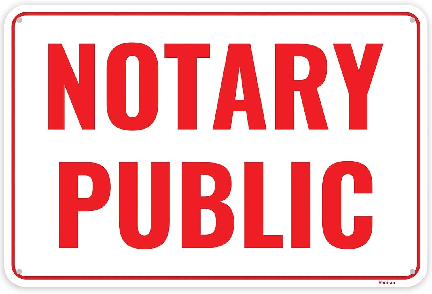 1PC Notary Public Sign, 12 x 8 Inches - Aluminum