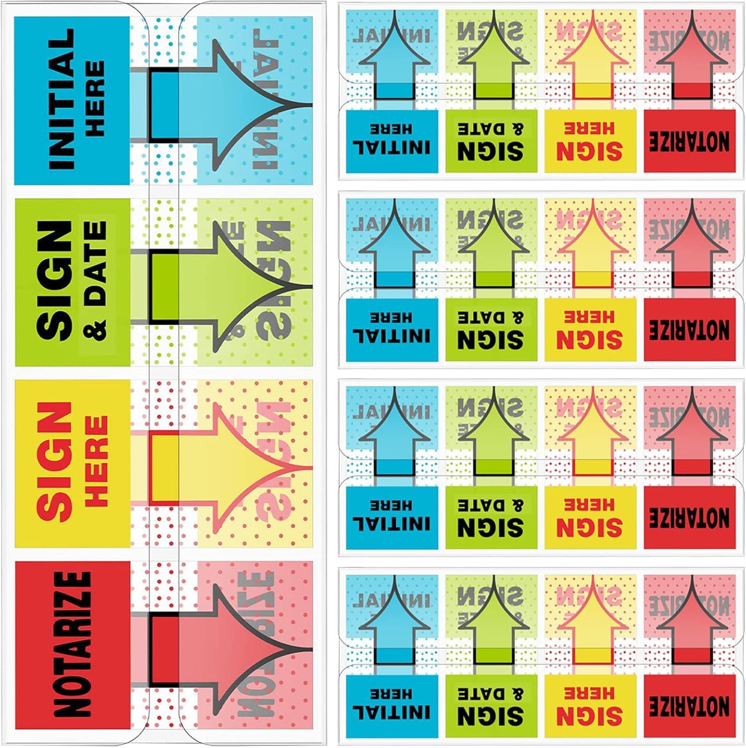 500pcs Sign Here Stickers & Tabs – Initial Here, Sign & Date, Notarize Flags – Sticky Post-It Flags for Documents, Book Annotation, Office Filing, Notary Supplies