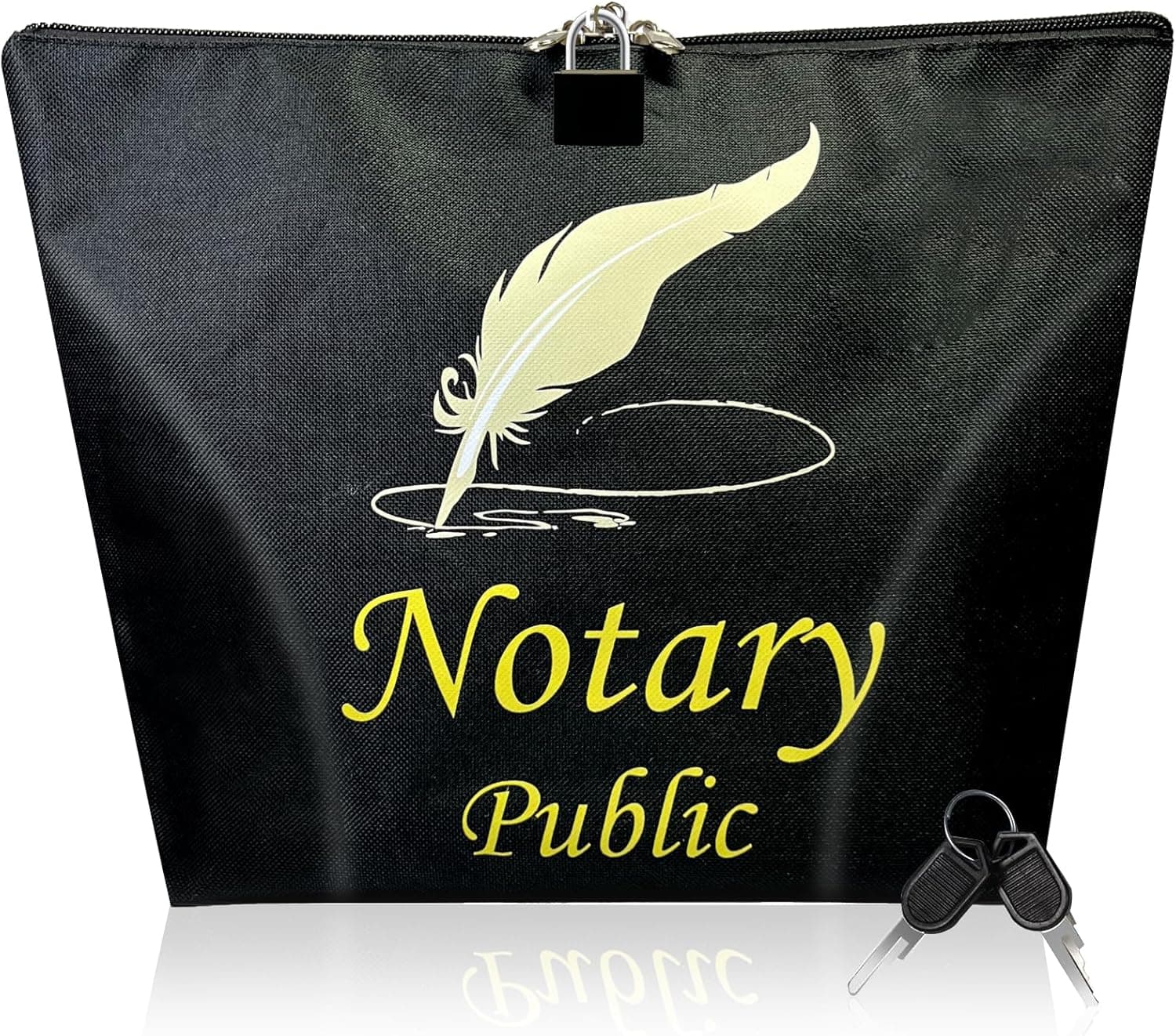 Ldmfcpa Notary Bag with Lock, 13x10''Waterproof Notary Supply Bag with 2 keys, Portable Security Storage Bag for Notary Journal, Stamp, Embosser, Ink Pad and Valuables(Pink)