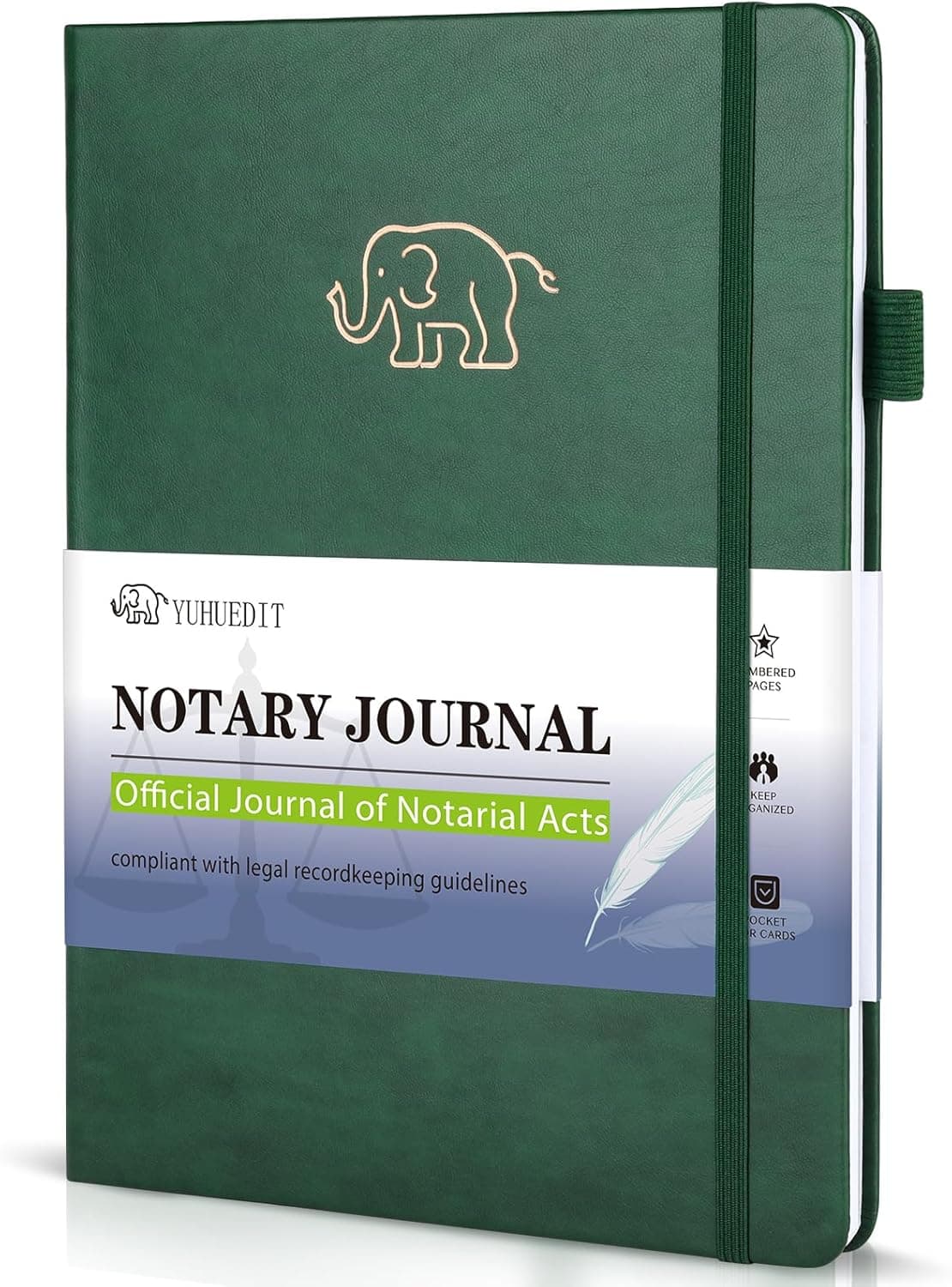 Notary Journal Log Book - Hardcover Notary Public Record Book with 236 Entries, 120gsm Numbered Pages with Tamper-Resistant Stitching - Durable Notary Supplies for Notarial Acts 9.5"x7"(Dark Green)