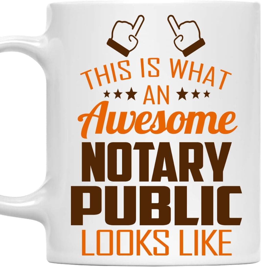MONIZILUCKY Awesome Notary Public Mug 11oz – This Is What an Awesome Notary Public Looks Like – 11oz White Ceramic Coffee Cup Gift for Work Office, Coworker, Birthday, Christmas