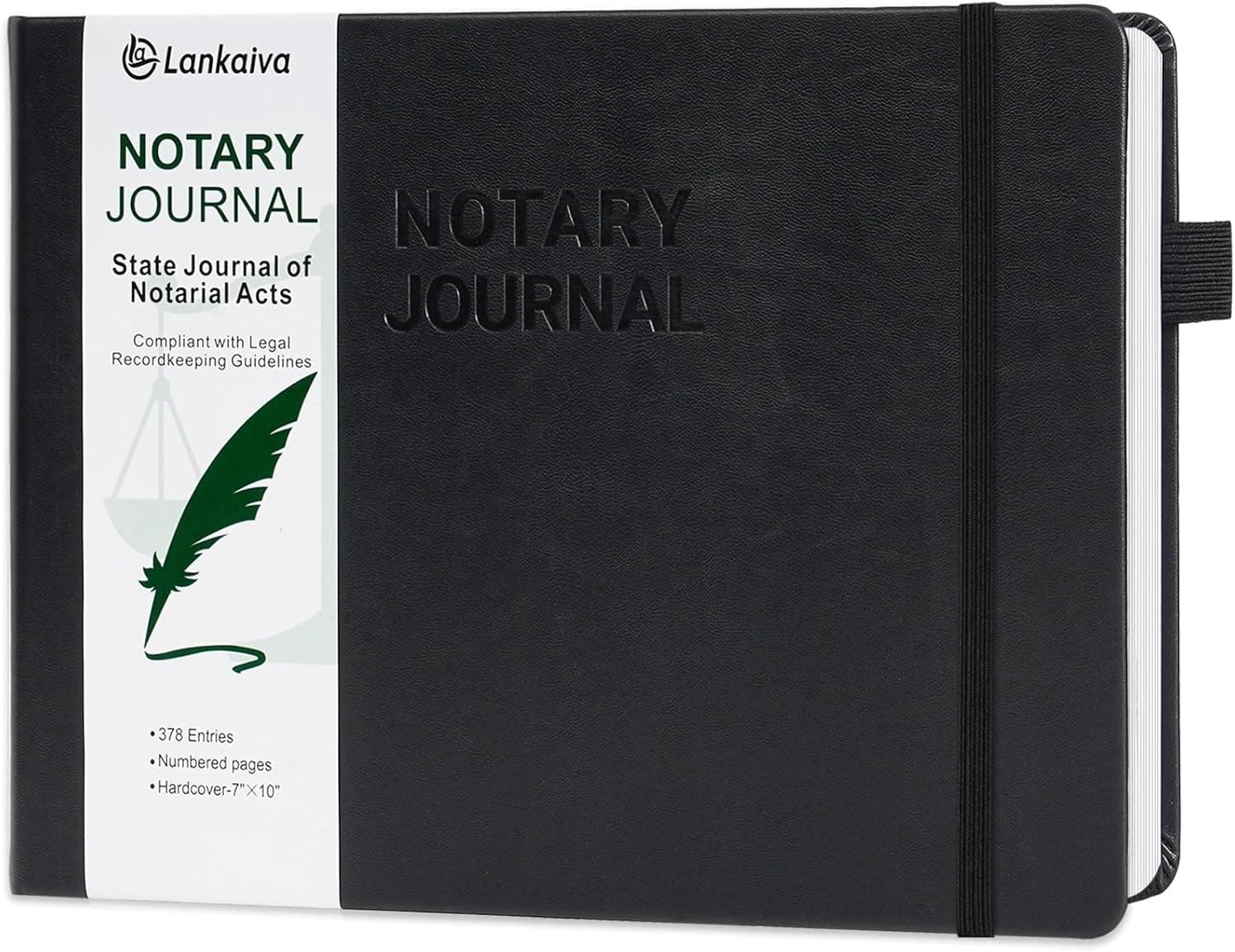 Notary Journal Log Book - 10"X7" Executive Hardcover Notary Log Book with Numbered Pages, Notary Public Journal for Notarial Acts - Notary Supplies with Privacy Guard, Black