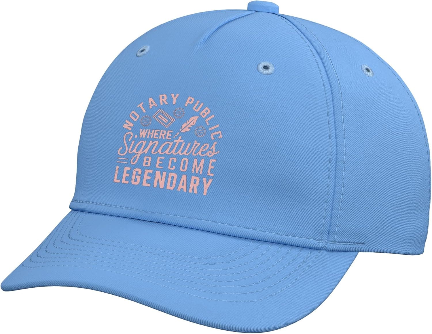 Notary Public Where Signatures Become Legendary Notary Adjustable Printed Baseball Hat, Light Blue